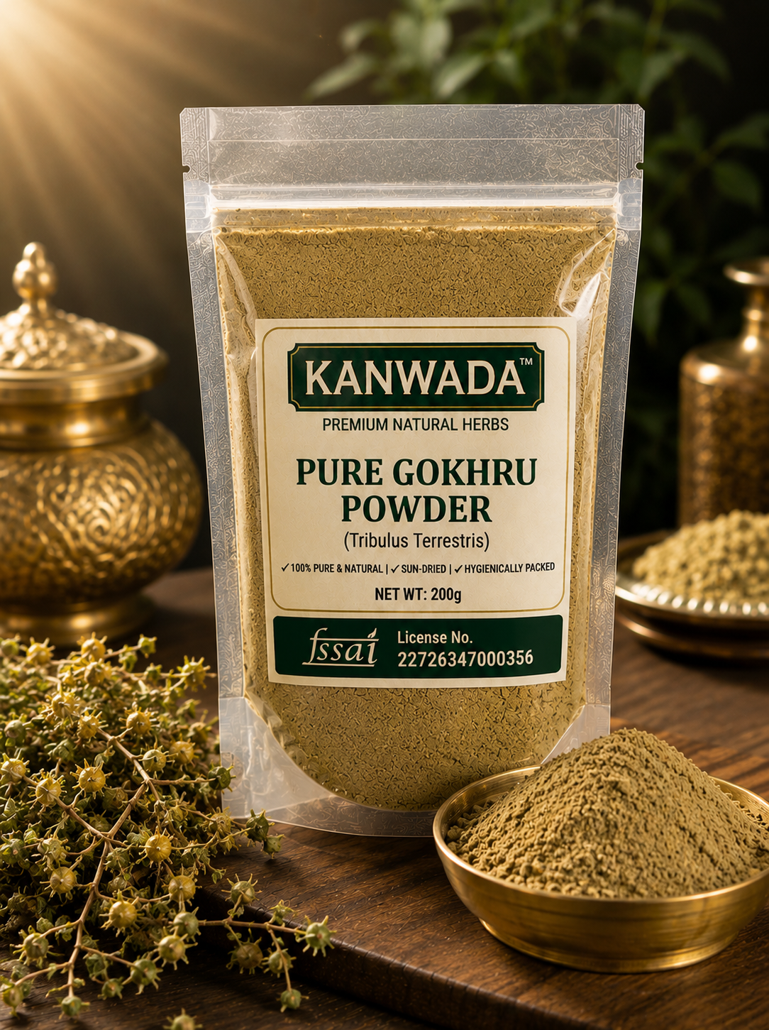 Kanwada Pure Gokhru Powder (200g) | Natural Herbal Nutritional Supplement